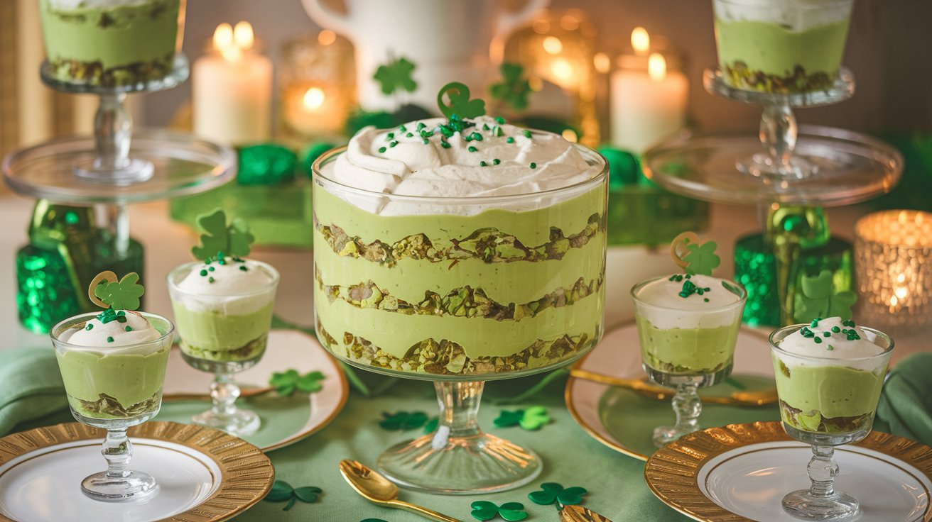 Pistachio Pudding Trifle – A Creamy & Dreamy St. Patrick’s Day Dessert! 🍀✨